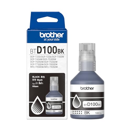 Brother Genuine BTD100BK Ultra High Yield Black Ink Bottle, 7,500 Page Yield, for Ink Tank Printers