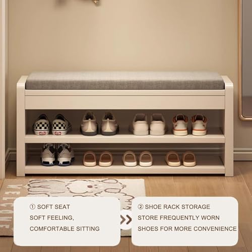 Banc à chaussures avec rangement d'entrée blanc pour optimiser les petits couloirs - 6