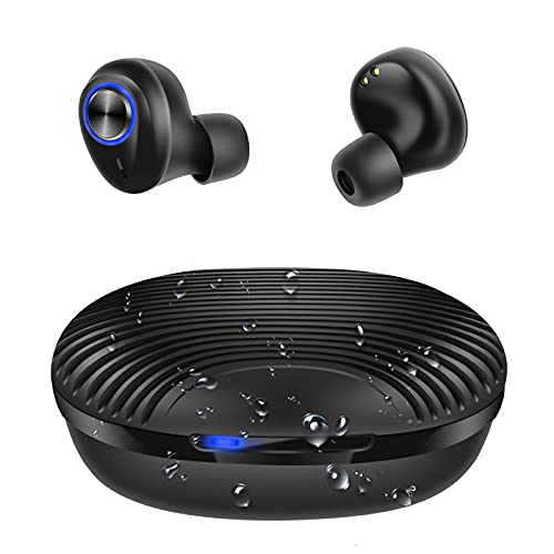 Auriculares Inalámbricos Bluetooth 5.1, BassPal Auriculares Wireless Impermeables IPX7 con Deep Bass, Un Paso Emparejamiento, Mini Portátil Caja de...