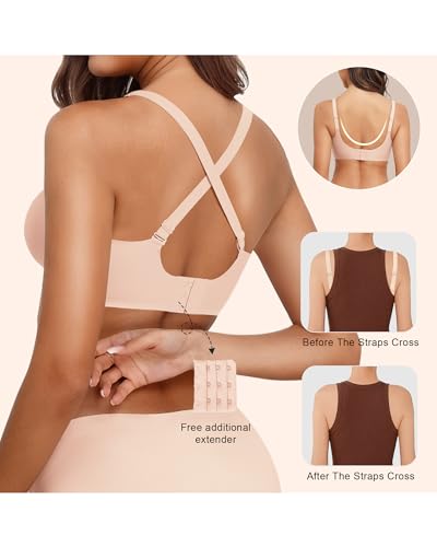 Image of Womens Wireless Jelly Bras No Underwire Support Push Up Removable Straps (U /Cross /Halter) Everyday Sports Bra