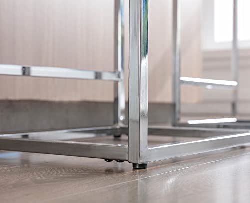 Vescasa Linen 24 Inch Counter Height Bar Stools With Footrest, Modern Mid Century Backless 2.75" T Upholstered Kitchen Bar Stools With Chrome Metal Frame Set Of 2, Cream #TOP4