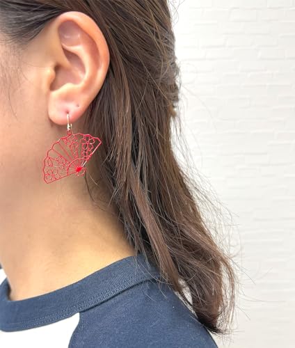 Jewelry Shop M acc26P Women's Earrings, Japanese Pattern, Asymmetric Accessory, Hypoallergenic, Made in Japan2