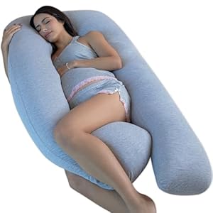 Pharmedoc Pregnancy Pillows, U-Shape Full Body Pillow – Solid – Removable Jersey Cover – Grey – Pregnancy Pillows for Sleeping – Body Pillows for Adults, Maternity Pillow and Pregnancy Must Haves