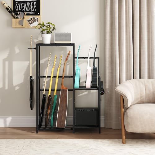 MAHANCRIS Multi-Guitar Rack, for Acoustic, Electric, Bass, Ukulele, Banjo, 5 Guitars, AMP Stand, Record Rack, Accessory Holder, EVA Cover, Home Studio, Black GSHB8501 by MAHANCRIS - Image 9