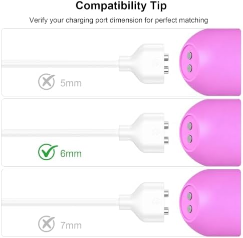 Meliya 2Pack Magnetic USB DC Charger Cable(6mm/0.24inch), Replacement Charging Cord for Rechargeable Toys Massagers Electric Toothbrush - 2