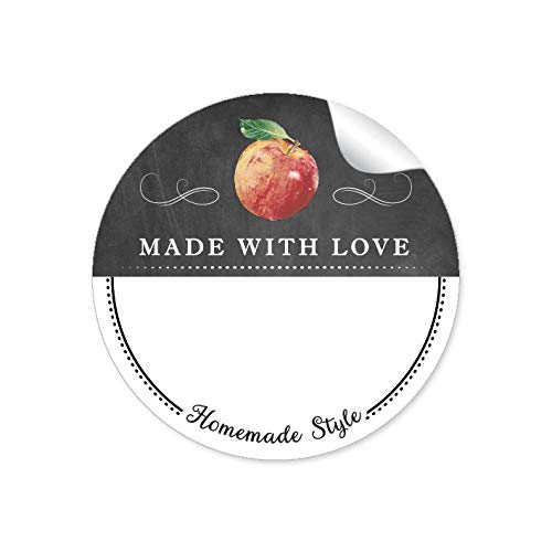 72 Sticker 'Made With Love' – Weiß, Rund, 4 Cm, Matt, Für Geschenke & Basteln