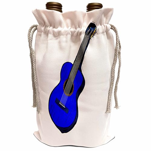 3dRose Wine Bag - acoustic guitar graphic simple blue Music Instrument Guitar