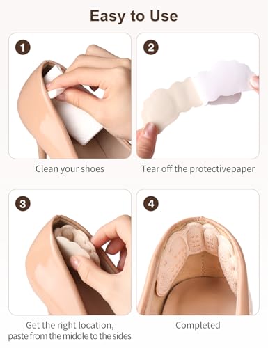 Image of 6 Pairs Beige Heel Pads for Shoes, Comfortable Cushion Grips Liner | Cushion inserts prevent rubbing or blisters in loose too big shoes, Durable protectors stop slipping
