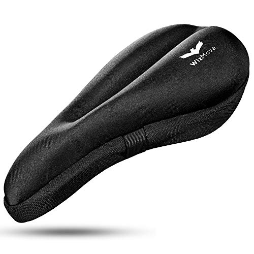 wizmove Funda de Gel para Sillin de Bicicleta con Profesional Cubierta Impermeabile – Comodidad Sensacional para Ciclismo de Clase en Carretera Montaña o Spinning, Negro