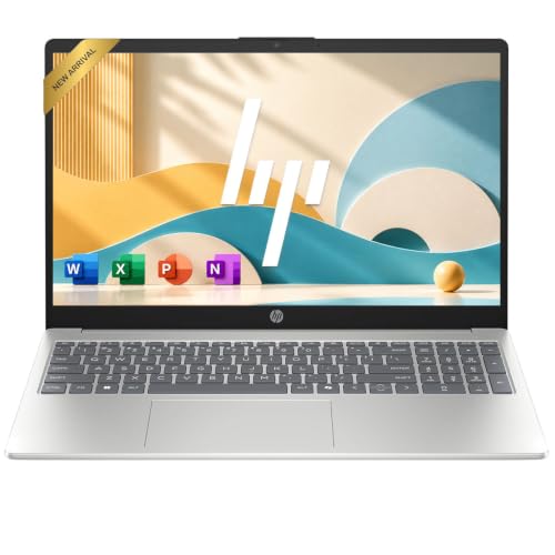 HP 15.6 inch Laptop, 2027 Edition, Intel 4 Core N200, 8GB RAM 128GB SSD, Long Battery Life, Portable Laptop for Business & Study, Win 11 Home S Mode with Microsoft 365