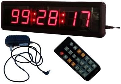 LED Digital Clock 1.8" High Character Clear Timer Support Countdown/up Function in Hours Minute Seconds Wireless IR Remote Control Ultra Bright Red Color