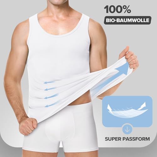 Gutable Unterhemd Herren Tank Top Männer Baumwolle Unterhemden Feinripp Tanktop Muskelshirt Herrenunterhemd Achselshirts Men Träger Shirts 3er Pack (3X Weiß,M) 3