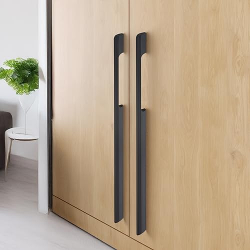 Image of LAPO 18 Inch Pull Handle for Modern Interior | Aluminium Build | Black Finish | Hole to Hole Size 44 cm | Ergonomic Holding Design | Used for Drawer, Cupboard and Kitchen | 3 Year Warranty | Pack of 4