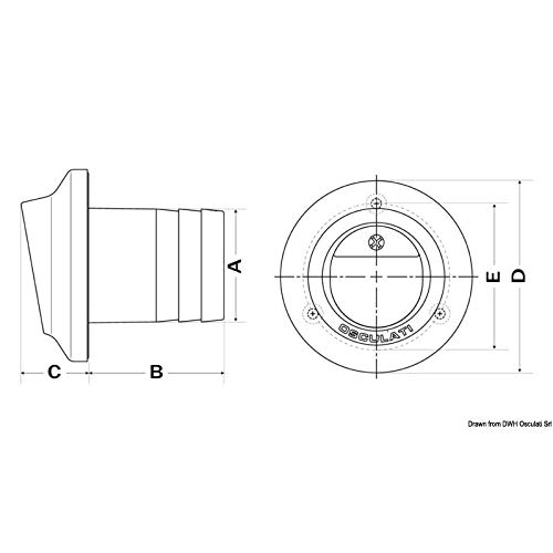 Osculati Auspuffausgang aus Technopolymer u.Edelstahl 40mm