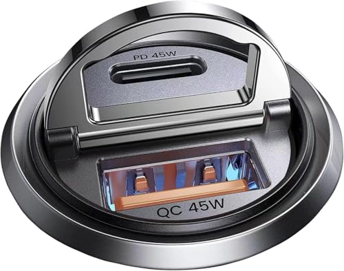 MRGLAS 90W USB C Car Charger Fast Charging,[Invisible Design] All Metal Car Charger USB C PD45W+QC3.0 Dual Port Cigarette Lighter Car Adapter for iPhone 17 16 Pro Max Air Plus 15 Samsung S25 Ultra