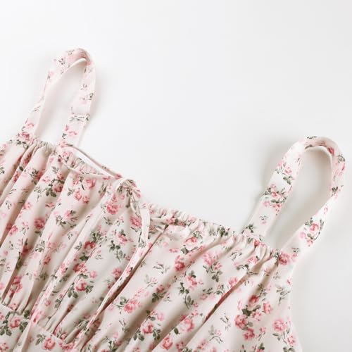 Image of Scarlet Darkness Floral Mini Corset Dress Women Teens Sundress with Pockets | Floral mini dress with adjustable straps, square neck, smocked back, left hidden zip, side pockets, flowy dual-layer hem