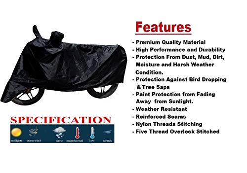 Image of Auto Hub 100% Waterproof Black Bike Body Cover for Yamaha Ray Z