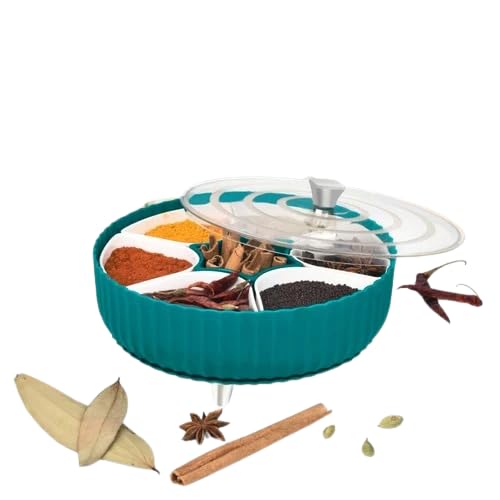 MP Flowers Masala Dabba with 7 Containers and Spoon Spice Box with See