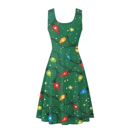 Image of Women's Casual Loose Sundress Midi Sleeveless Crewneck Dress Summer Beach Tank Dress with Pockets