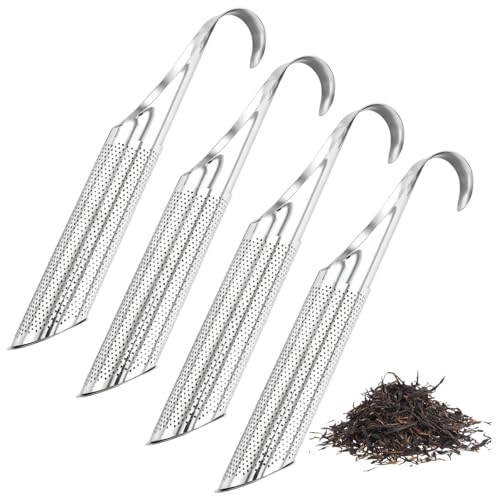 Four Pieces Tea Strainer, 304 Stainless Steel Tea Diffuser Featuring Round Hooks, Secure Material, Stainless Steel, Dishwasherable, Versatile For Home And Travel