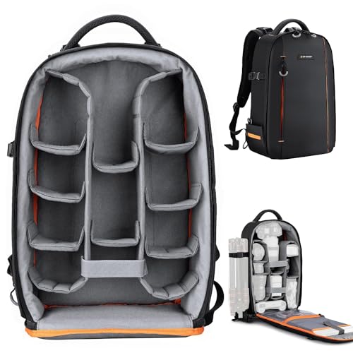 K&F Concept カメラバッグ カメラリュック カメラバックパック リュックサック 18L 大容量 おしゃれ 軽量 一眼レフ/14インチpc/三脚収納可 撮影バックパック 撥水加工 トラベル 外出/登山/旅行/アウトドア撮影に適用