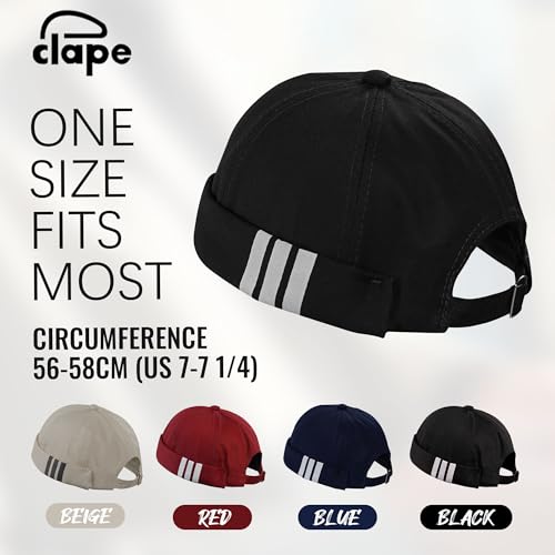 Image of CLAPE Beanie Docker Cap Mens Brimless Hats Sailor Fisherman No Visor Cap Rolled Cuff Harbour Hat Casual Skull Caps