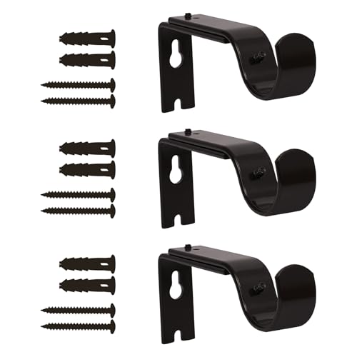 Lot de 3 supports de tringle à rideaux réglables et robustes de qualité supérieure pour mur, crochets de tringle à rideaux, supports de suspension...