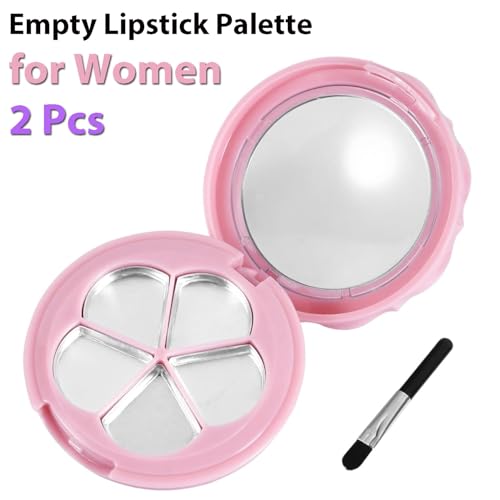 AKOAK 2 Pcs Empty Lipstick Palette, Eyeshadow Powder Palette, DIY Lip Container, Refillable Highlighters Container Holder Case for Women