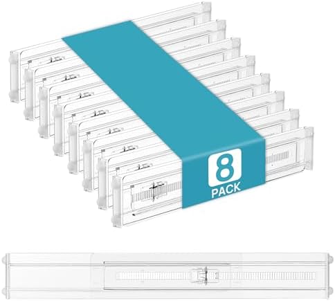 Vtopmart 8 Pack Shallow Drawer Dividers, 2.36" High 12.5"-20.8" A...