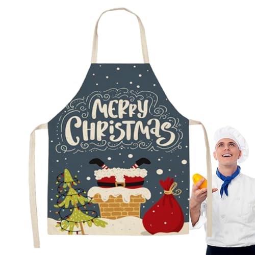 Avental de cozinha de Natal - Avental de cozinha ajustável para cozinhar | Avental de linho ajustáve