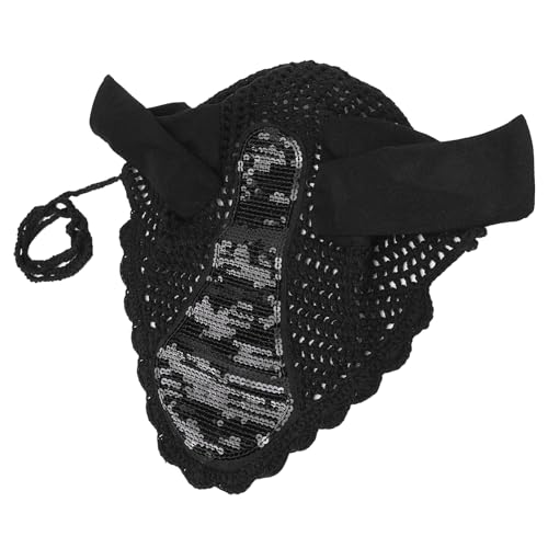 Capacete de Orelha de Cavalo Capéu Chapéu Cabeceira a Cavalo Earmaffs Elegante Véu Mosca Respirável