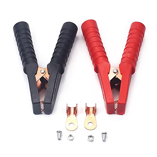 Image of Heyiarbeit 2Pcs 300A Heavy-Duty Insulated Alligator Clips Battery Electrical Test Clips for Car Auto Vehicle Boat, Red and Black