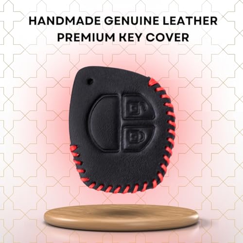 Image of KEYCEPT Classic Leather for Suzuki Swift | Baleno | Celerio | Dzire| WagonR | Ertiga | Brezza | Alto | Fronx | Ciaz | Alto K10 2 Button Remote Key with Keychain (Type 3).