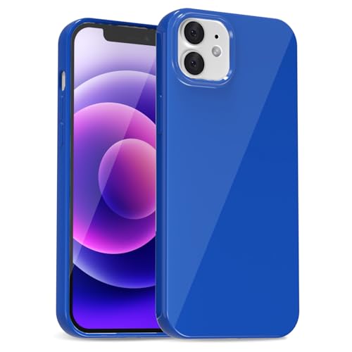 uvcoat for iPhone 12 Mini Case Silicone, Glossy Cute Jelly Soft Rubber Gel Protective Plastic Phone Case, Thin Ultra Slim Plain Solid Color Cover for Women, Royal Blue