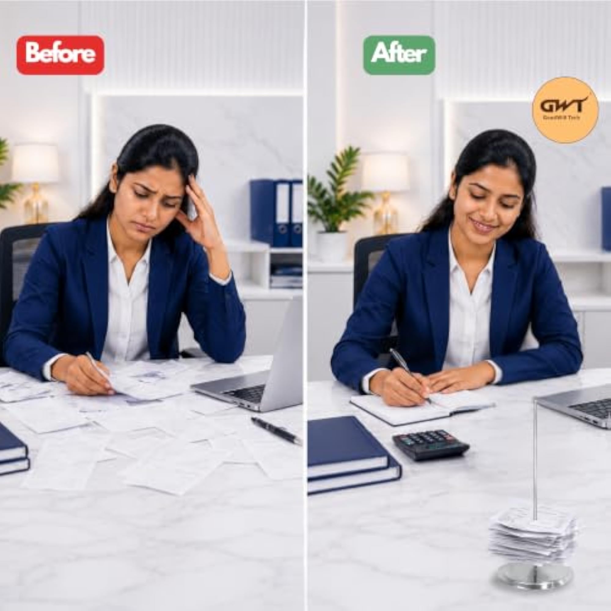 Stainless Steel Desk Straight Rod Paper Bill Fork