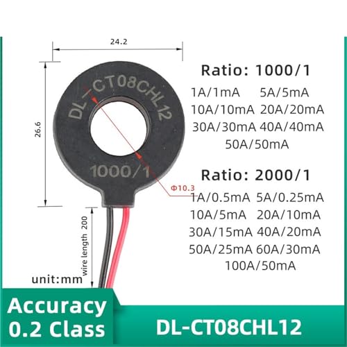 Transformador de corriente toroidal DL-CT08CHL12 1000/1 para mediciones de CA 3