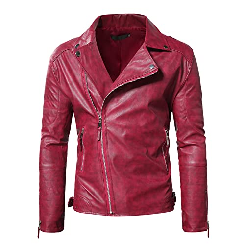 Veste de moto en cuir pour homme avec poche fonctionnelle