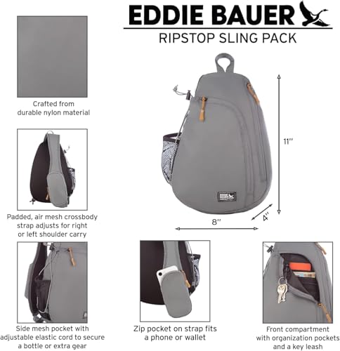 Eddie Bauer Ripstop 8L Shoulder Sling Pack with Padded Air-Mesh Adjustable Crossbody Strap for Right or Left Handed Fit  - Additional View