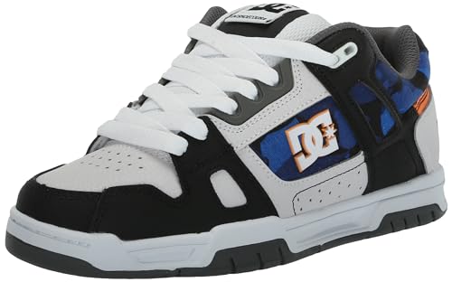 DC Men's Stag Causal Skate Shoe, White/Black/Orange, 6.5