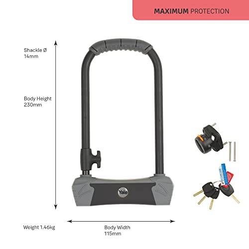Yale YUL3/14/230/1 Maximum Defendor U Bike Lock (Sold Secure Gold), Black - 3