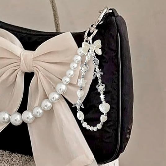 Image of 2 Pcs Phone Charms for Girls, Phone Charm Accessories, Charms for Phone Case, Phone Charms, Flower and Four Leaf Clover Bead Chain