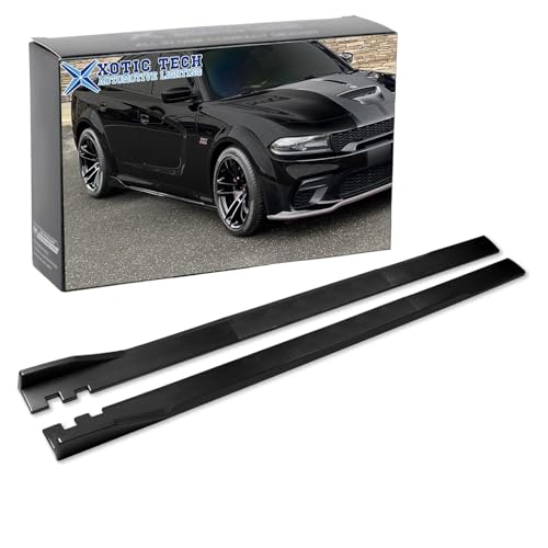 x xotic tech 86.5 Inch/2.2M Car Lower Side Skirts Protect Rocker Panel Splitter Winglets Diffuser Bottom Line Extension Body Kit Universal Fit (Cabron Fiber Pattern w/Carbon Fiber Strip)