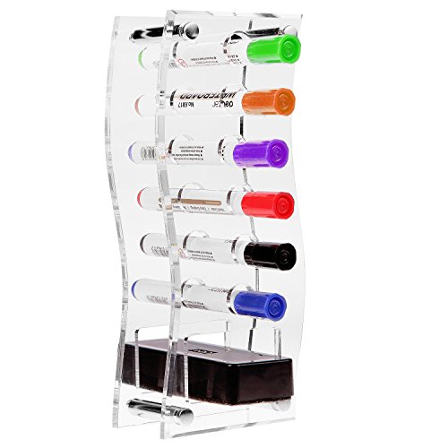 6 Slots Wall Mounted Clear Acrylic Whiteboard Dry Erase Marker & Eraser Holder Organizer Rack