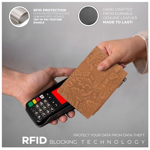 Image of Oak Leathers Wallet For Women Full Grain Leather - Small RFID Coin Purse Credit Card & ID Holder for Ladies,Bifold Wallets for Teenager | Small
