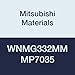 Mitsubishi Materials WNMG332MM MP7035 Coated Carbide WN Type Negative Turning Insert with Hole, Trigon, Grade MP7035, 0.031" Corner Radius, 0.375" IC, MM Breaker, 0.187" Thick (Pack of 10)