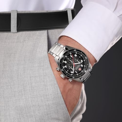 Image of Swiss Military Hanowa SMWGI0003803 NAVALUS PRO Chrono - Swiss Made Round Black Chronograph - Watch for Men