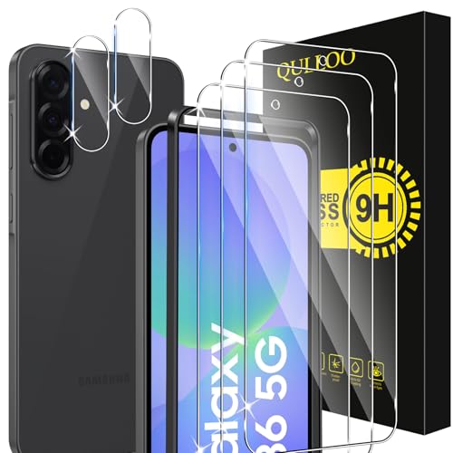 QULLOO Schutzfolie für Samsung Galaxy A36 5G für Panzerglas 3 Stück Displayschutzfolie mit 2 Stück Kameraschutz für Samsung A 36 5G 9H Härte Gehärtetes Glas HD Klar Schutzglas Anti-Kratzen Folie