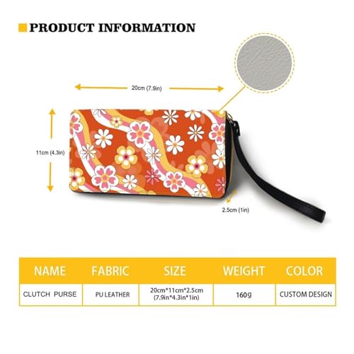Funny Womens Wallet with Zipper Beautiful Daisy Clutch Wallet for Women Soft Portable Leather Wristlet Purse Zipper Around Large Capacity Credit Card Holder3