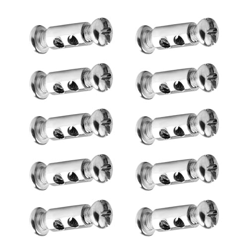 Clips pour câble métallique pour câbles métalliques et câbles de diamètre 1-2 mm, 10 pinces pour câble avec bouchon à vis terminal, pinces doubles pour câble en acier et fil (10+argent)