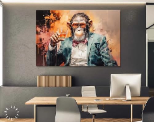 Affiches de gentleman singe costume tableau whisky déco - 4